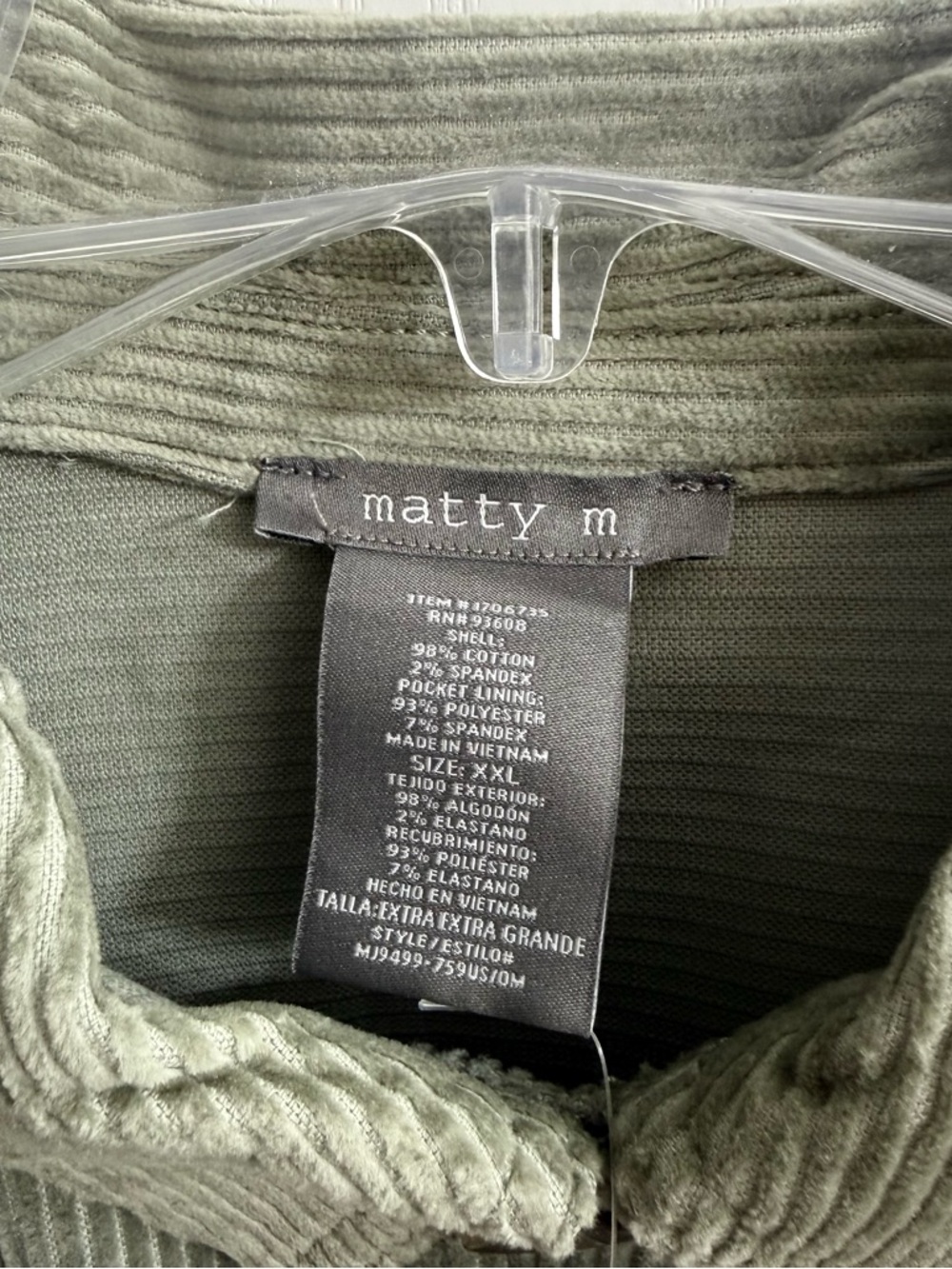 Matty M Olive Corduroy Shirt Jacket - Picture 3 of 7